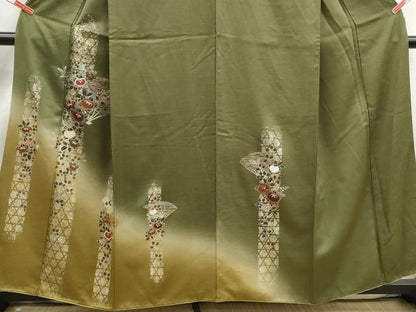 平和屋着物■訪問着　扇面花文　暈し染め　金彩　正絹　逸品　DABJ5411qa