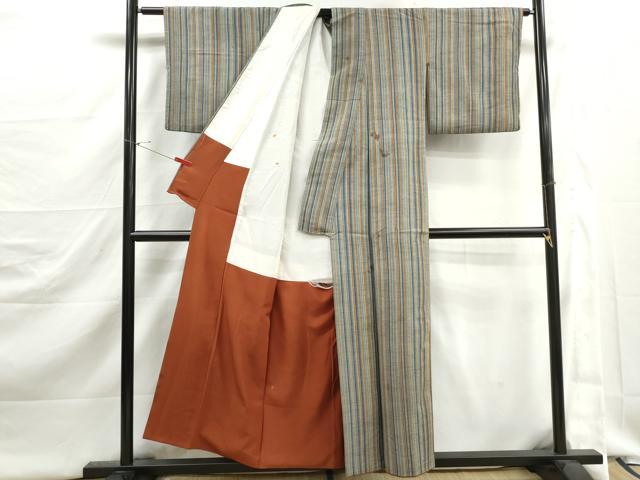 平和屋着物■上質な紬　間道　正絹　逸品　DABJ5413qa