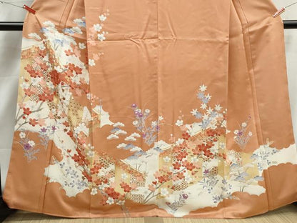平和屋着物■訪問着　風景枝花文　松竹梅　金彩　正絹　逸品　DABJ5414qa