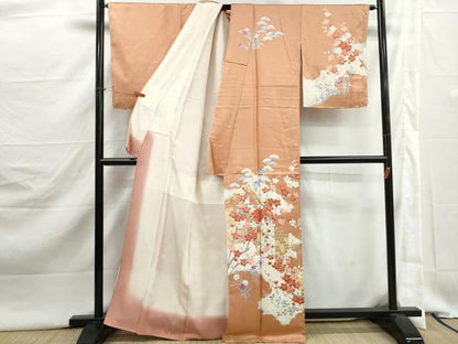 平和屋着物■訪問着　風景枝花文　松竹梅　金彩　正絹　逸品　DABJ5414qa