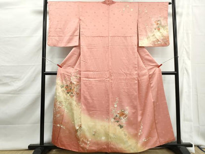 平和屋着物■訪問着　破れ色紙御所車花文　暈し染め　金銀彩　正絹　逸品　DABJ5418qa
