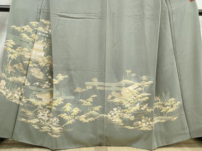 平和屋着物■豪華色留袖　風景枝松花文　金彩　正絹　逸品　DABJ5427qa