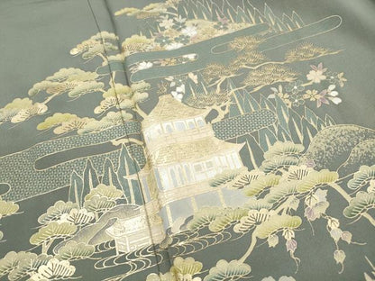 平和屋着物■豪華色留袖　風景枝松花文　金彩　正絹　逸品　DABJ5427qa