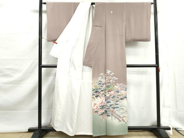 平和屋着物■豪華色留袖　渡橋風景枝松花文　暈し染め　正絹　逸品　DABJ5428qa