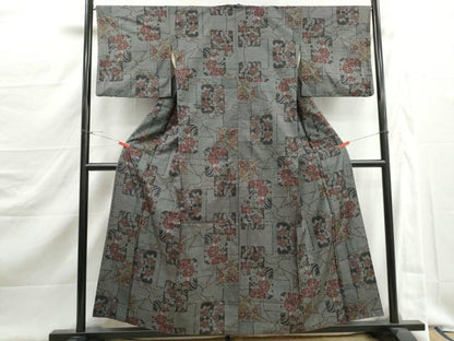 平和屋着物■本場大島紬　7マルキ　色紙花文　正絹　逸品　DABJ5431qa