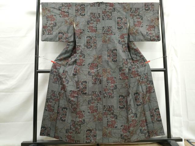 平和屋着物■本場大島紬　7マルキ　色紙花文　正絹　逸品　DABJ5431qa