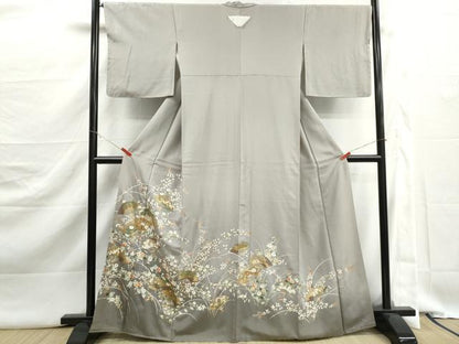 平和屋着物■豪華色留袖　駒刺繍　扇面草花文　暈し染め　金彩　正絹　逸品　DABJ5437qa