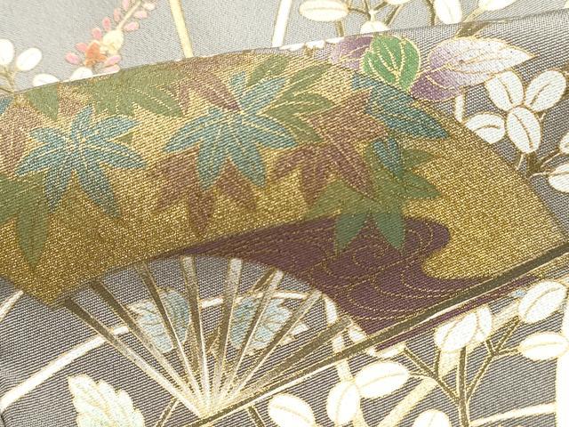 平和屋着物■豪華色留袖　駒刺繍　扇面草花文　暈し染め　金彩　正絹　逸品　DABJ5437qa