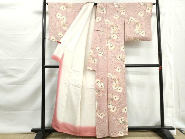 平和屋着物■上質な小紋　椿文　金彩　正絹　逸品　DABJ5451qa