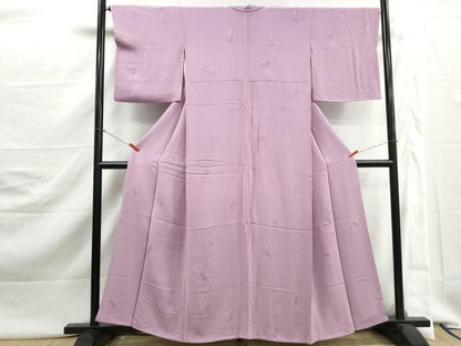 平和屋着物■上質な色無地　楓地紋　紅藤色　正絹　逸品　DABJ5453qa