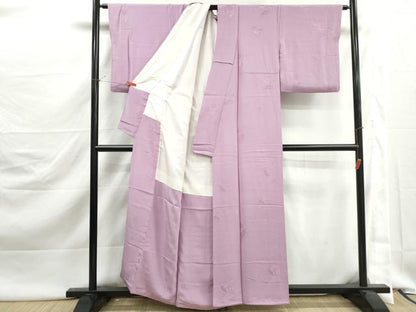 平和屋着物■上質な色無地　楓地紋　紅藤色　正絹　逸品　DABJ5453qa