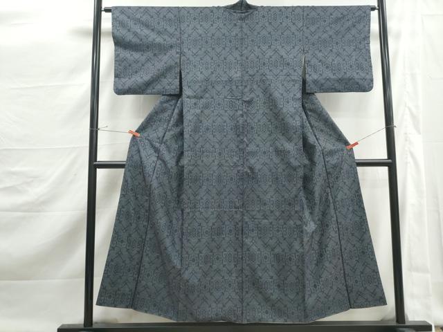 平和屋着物■本場大島紬　7マルキ　幾何学文　正絹　逸品　DABJ5455qa