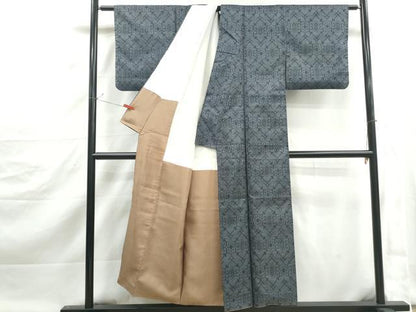 平和屋着物■本場大島紬　7マルキ　幾何学文　正絹　逸品　DABJ5455qa