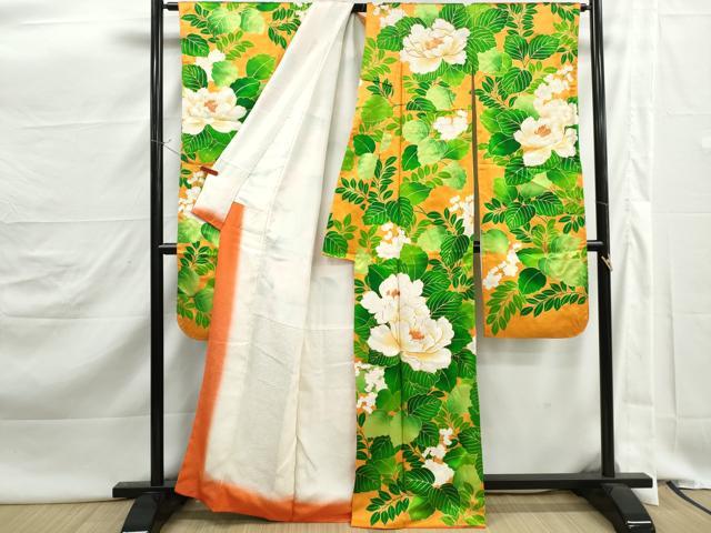 平和屋着物■豪華振袖　駒刺繍　草花文　牡丹　金彩　正絹　逸品　DABJ5465qa