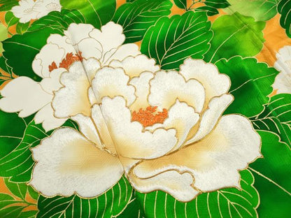平和屋着物■豪華振袖　駒刺繍　草花文　牡丹　金彩　正絹　逸品　DABJ5465qa