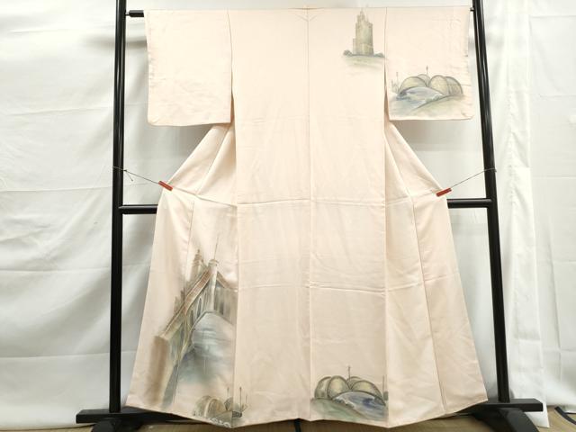 平和屋着物■訪問着　手描き　風景文　暈し染め　正絹　逸品　DABJ5469qa