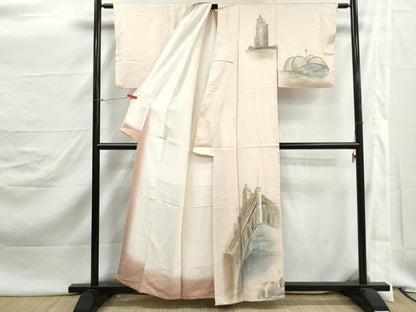 平和屋着物■訪問着　手描き　風景文　暈し染め　正絹　逸品　DABJ5469qa
