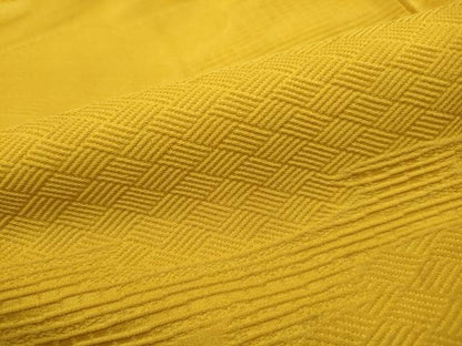 平和屋着物■上質な色無地　雲地紋　山吹色　正絹　逸品　DABJ5471qa