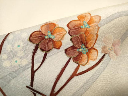 平和屋着物■訪問着　作家物　刺繍　枝花文　暈し染め　金銀彩　正絹　逸品　DABJ5478qa
