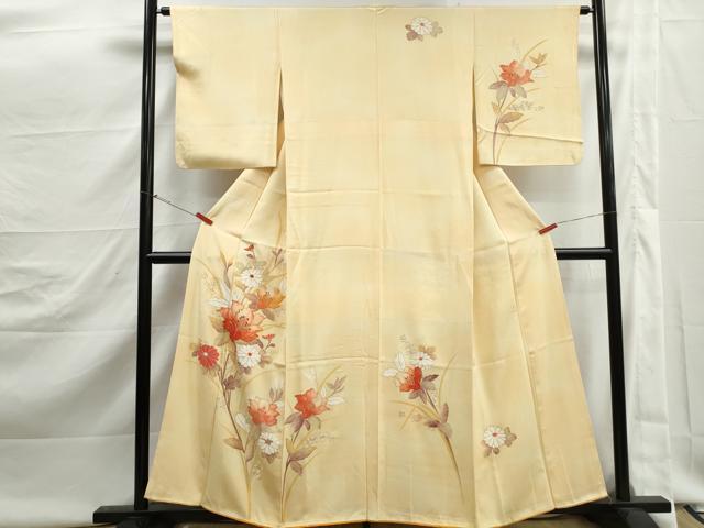 平和屋着物■訪問着　駒刺繍　枝花文　暈し染め　金彩　正絹　逸品　DABJ5479qa