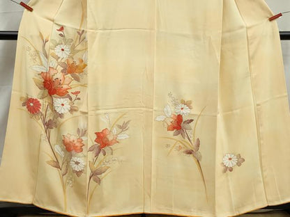 平和屋着物■訪問着　駒刺繍　枝花文　暈し染め　金彩　正絹　逸品　DABJ5479qa