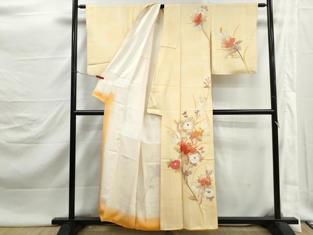 平和屋着物■訪問着　駒刺繍　枝花文　暈し染め　金彩　正絹　逸品　DABJ5479qa