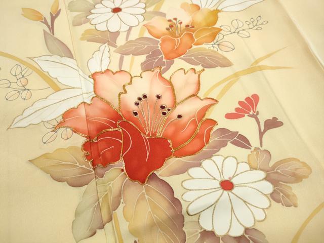 平和屋着物■訪問着　駒刺繍　枝花文　暈し染め　金彩　正絹　逸品　DABJ5479qa