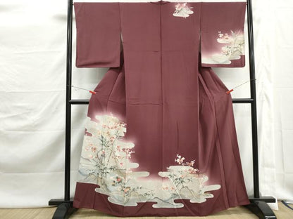 平和屋着物■訪問着　流水花鳥文　枝梅　暈し染め　金彩　正絹　逸品　DABJ5480qa