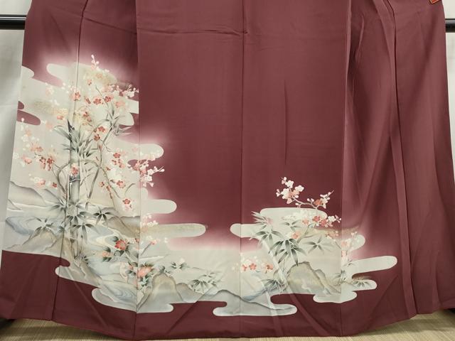 平和屋着物■訪問着　流水花鳥文　枝梅　暈し染め　金彩　正絹　逸品　DABJ5480qa