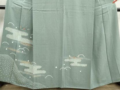 平和屋着物■訪問着　絞り　刺繍　エ霞花文　金彩　正絹　逸品　DABJ5485qa