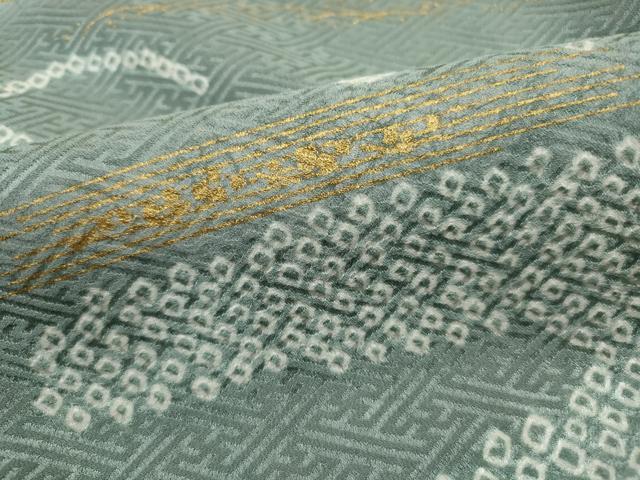 平和屋着物■訪問着　絞り　刺繍　エ霞花文　金彩　正絹　逸品　DABJ5485qa