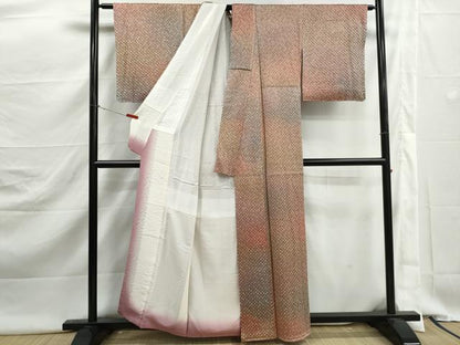平和屋着物■上質な小紋　総絞り　霞文　暈し染め　正絹　逸品　DABJ5490qa
