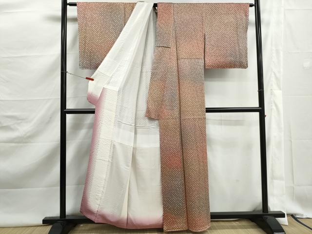 平和屋着物■上質な小紋　総絞り　霞文　暈し染め　正絹　逸品　DABJ5490qa
