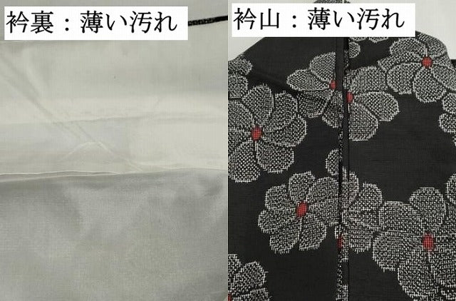 平和屋着物■上質な紬　舞花文　黒地　正絹　逸品　DABJ5502qa