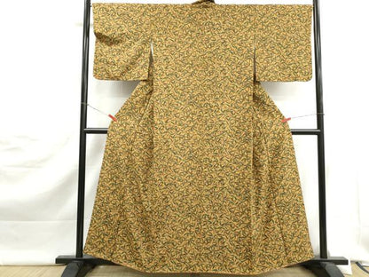 平和屋着物■上質な小紋　笹の葉文　正絹　逸品　DABJ5504qa