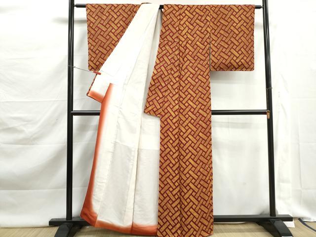 平和屋着物■上質な小紋　総絞り　檜垣文　正絹　逸品　DABJ5519qa