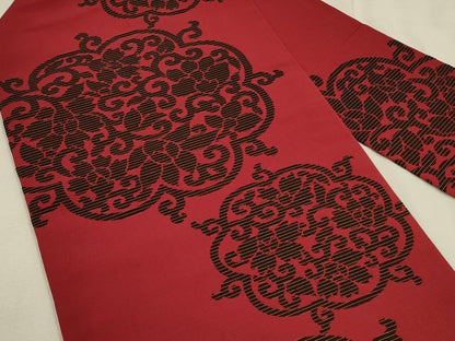 平和屋着物◎全通柄九寸名古屋帯　更紗花唐草文　金糸　正絹　逸品　DABJ5522qp