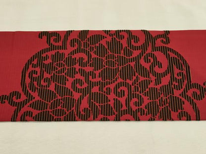 平和屋着物◎全通柄九寸名古屋帯　更紗花唐草文　金糸　正絹　逸品　DABJ5522qp
