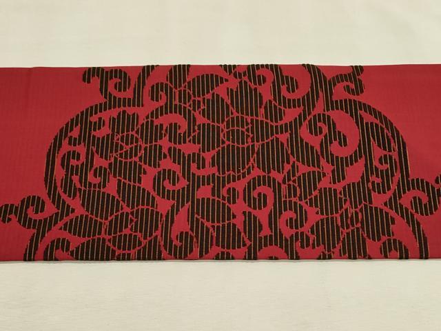 平和屋着物◎全通柄九寸名古屋帯　更紗花唐草文　金糸　正絹　逸品　DABJ5522qp