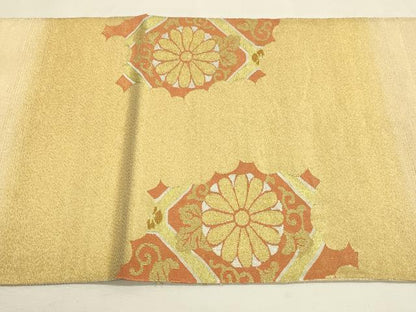 平和屋着物◎爪掻き本綴れ　太鼓柄袋帯　桐菊唐草文　金銀糸　正絹　逸品　DABJ5523qp