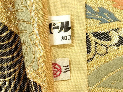 平和屋着物◎西陣　六通柄袋帯　唐織　正倉院鳳凰花文　金銀糸　証紙付き　正絹　逸品　DABJ5538qp