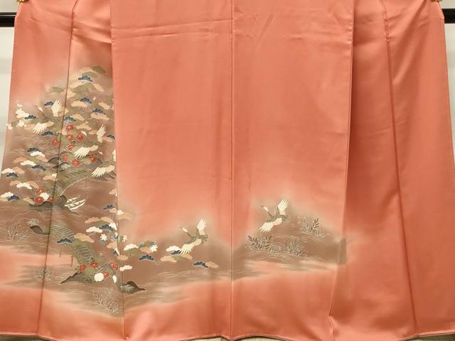 平和屋着物■訪問着　渡橋飛鶴花松文　暈し染め　金彩　正絹　逸品　未使用　DABJ5541qp