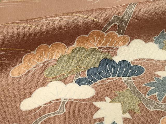 平和屋着物■訪問着　渡橋飛鶴花松文　暈し染め　金彩　正絹　逸品　未使用　DABJ5541qp