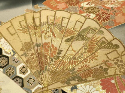 平和屋着物■豪華黒留袖　作家物　御所車吉祥花文　鳳凰　暈し染め　金彩　正絹　逸品　DABJ5544qp
