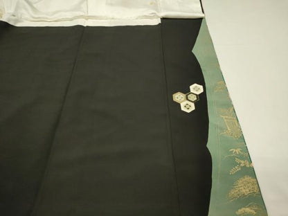 平和屋着物■豪華黒留袖　作家物　御所車吉祥花文　鳳凰　暈し染め　金彩　正絹　逸品　DABJ5544qp
