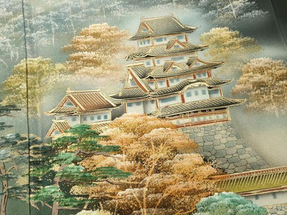 平和屋着物■豪華黒留袖　作家物　風景樹林文　暈し染め　金彩　正絹　逸品　DABJ5546qp