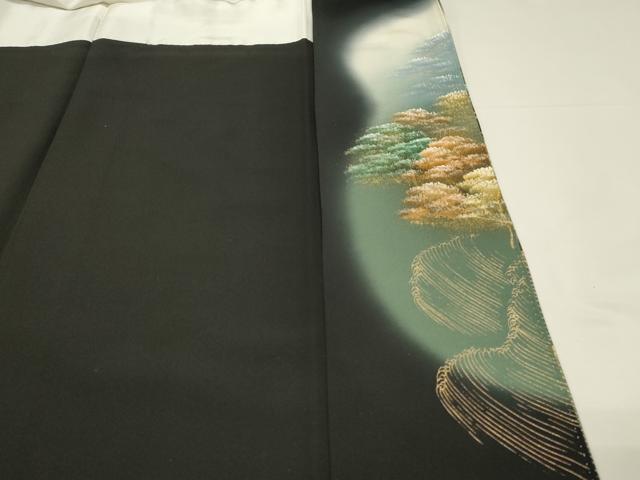 平和屋着物■豪華黒留袖　作家物　風景樹林文　暈し染め　金彩　正絹　逸品　DABJ5546qp