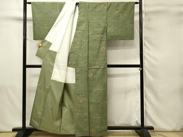 平和屋着物■上質な紬　風景花松文　正絹　逸品　DABJ5549qp