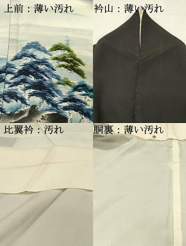 平和屋着物■豪華黒留袖　作家物　手描き　風景松文　暈し染め　正絹　逸品　DABJ5553qp
