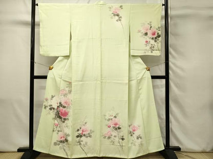 平和屋着物■訪問着　手描き　枝花文　芙蓉　暈し染め　金彩　正絹　逸品　DABJ5556qp